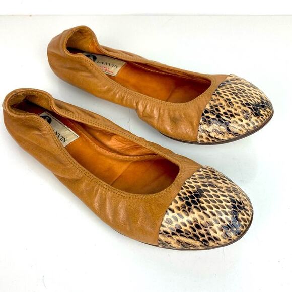 LANVIN Leather Cap Toe Ballet Flats - Size 7 - Picture 5 of 14